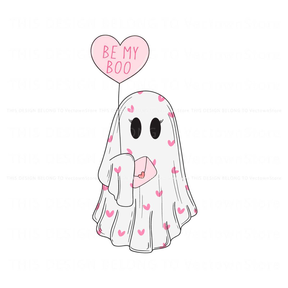 Be My Boo Valentines Ghost With Balloon SVG.jpg