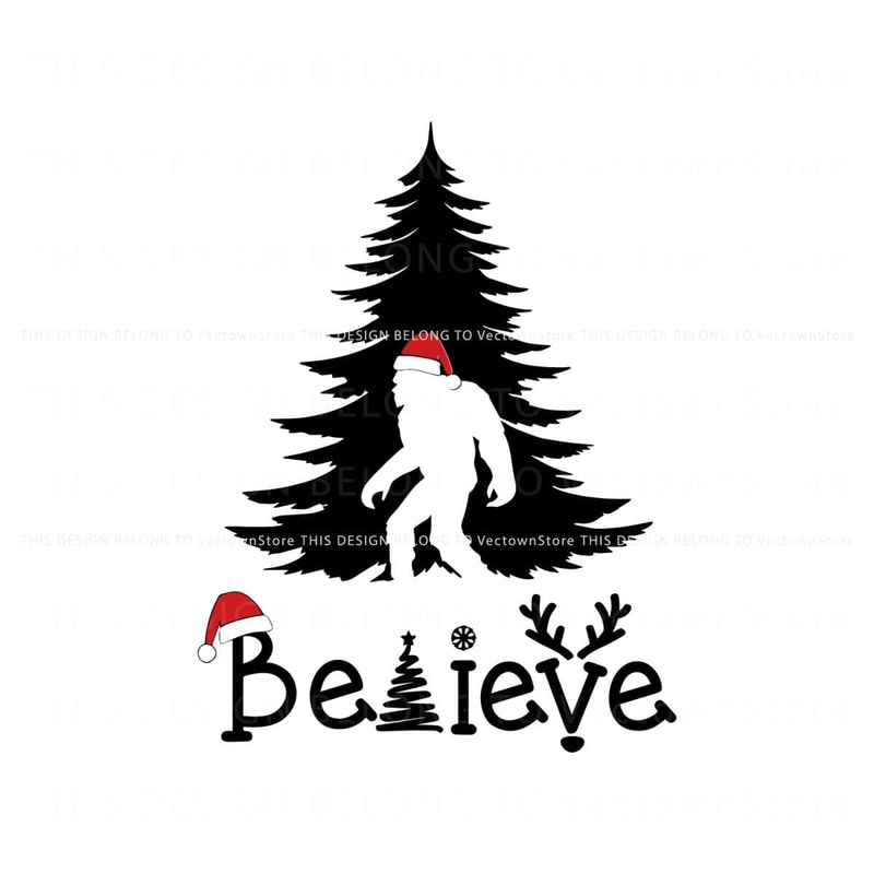 Believe Bigfoot Christmas Tree SVG.jpg