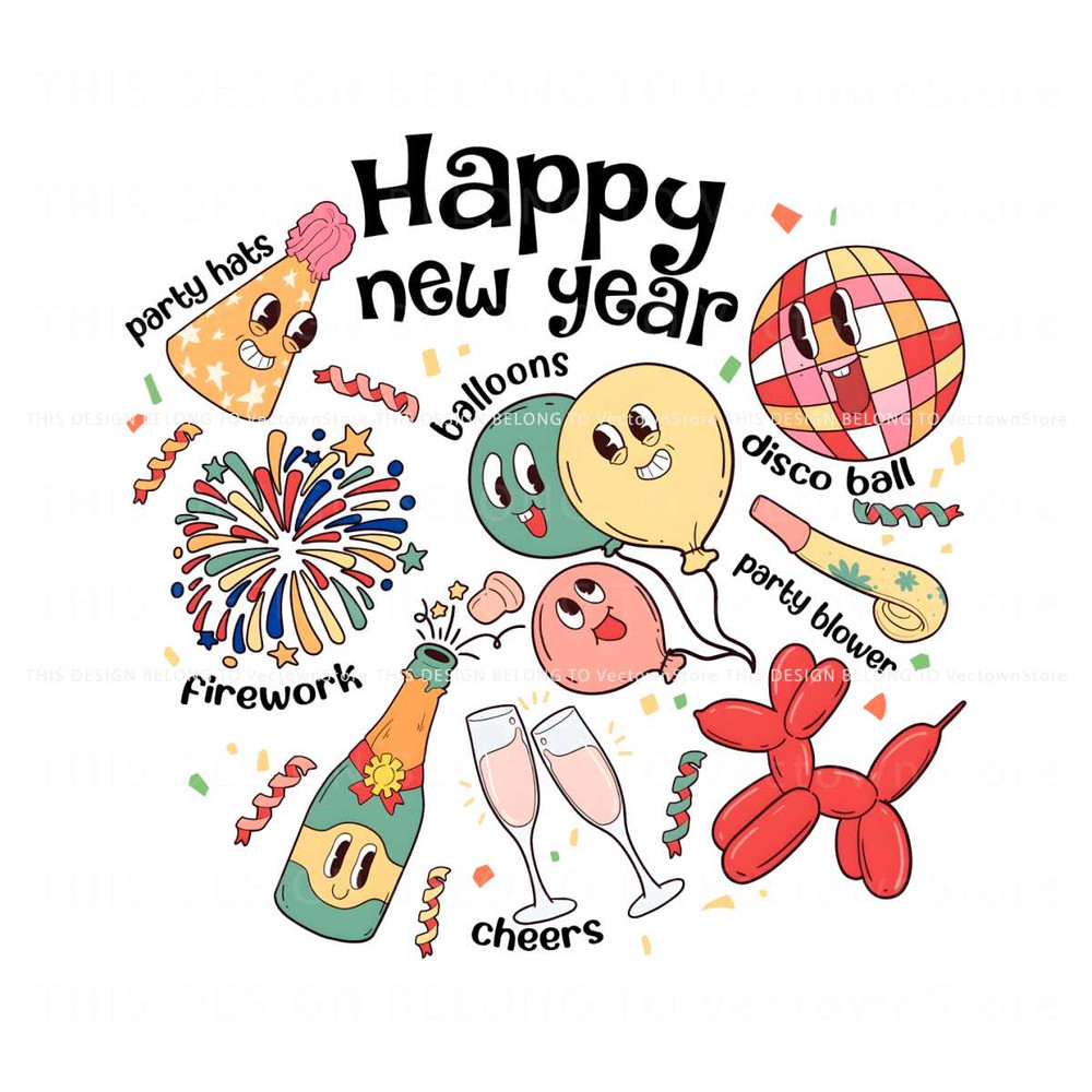 Happy New Year Firework Disco Ball PNG.jpg