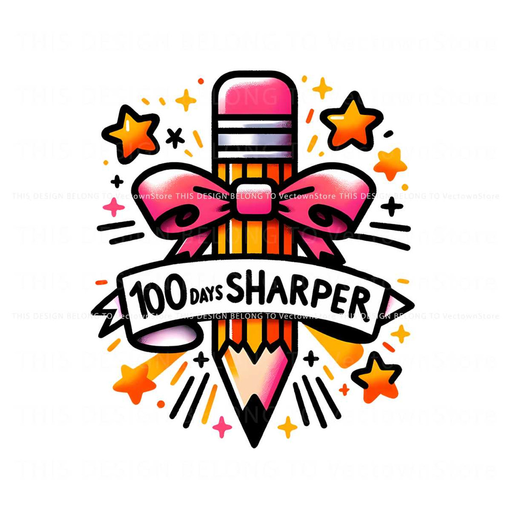 Retro 100 Days Sharper Pencil PNG.jpg