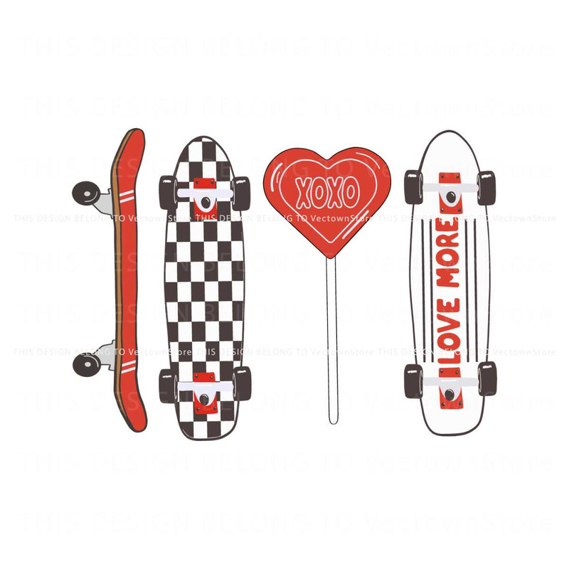 Valentines Skateboard Xoxo Love More SVG.jpg