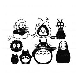 vintage studio ghibli svg bundle silhouette files, trending digital file