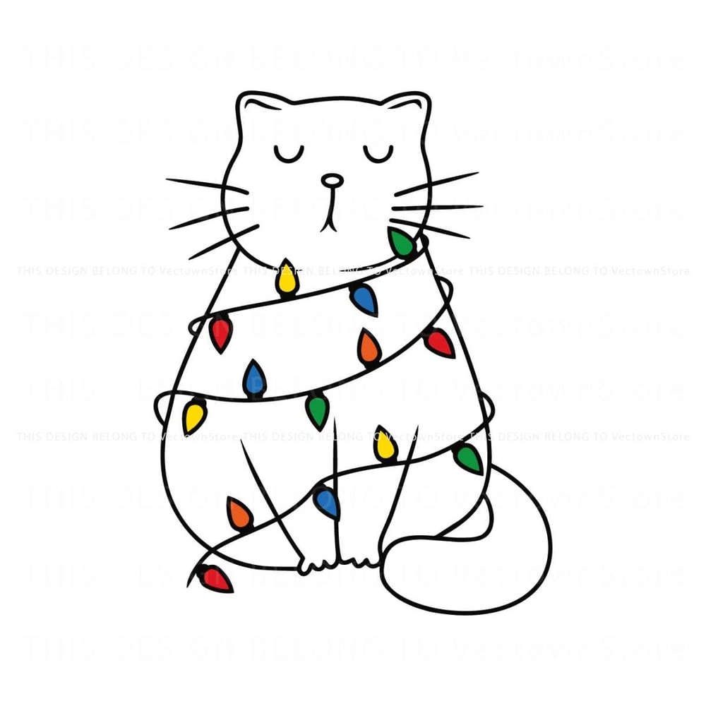 Cute Cat Christmas Lights SVG.jpg