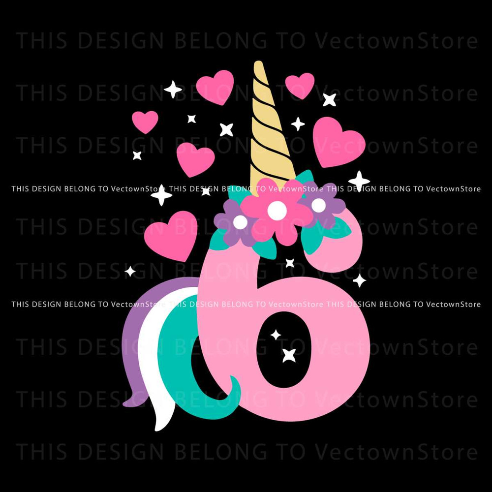 Cute Sixth Birthday Unicorn SVG.jpg