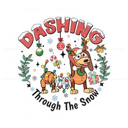 dashing through the snow slinky dog disney christmas png, trending design file