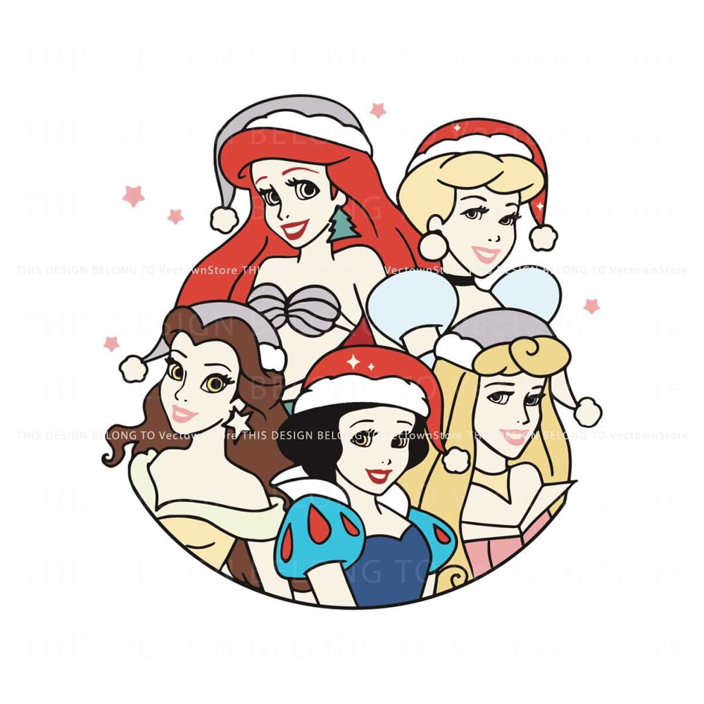 Disney Princess Retro Christmas SVG.jpg