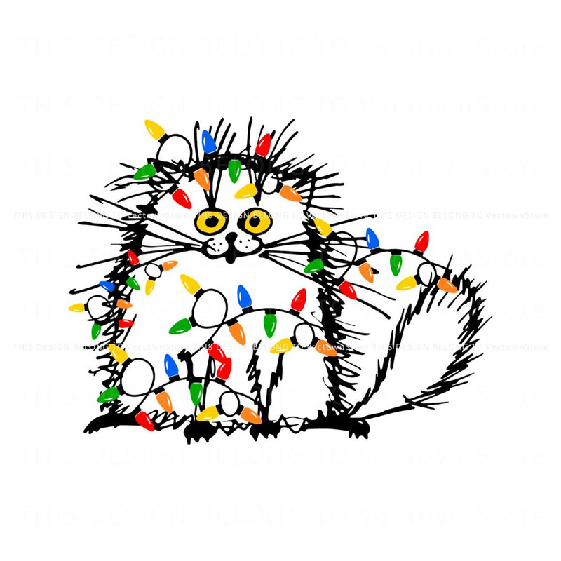 Funny Cat With Christmas Lights SVG.jpg