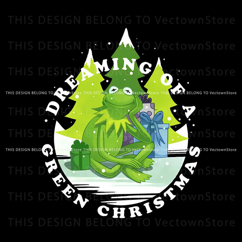 Kermit Frog Dreaming Of Green Christmas PNG.jpg
