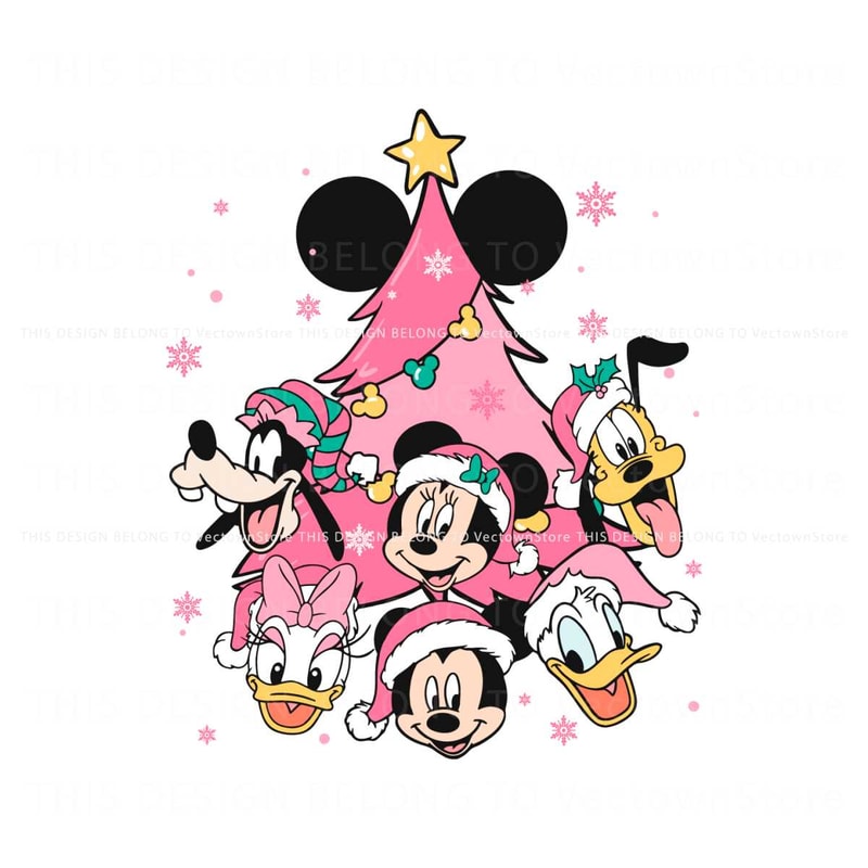 Mickey Friends Pink Christmas Tree SVG.jpg