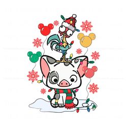 moana santa hei hei and pua christmas light svg, trending design file