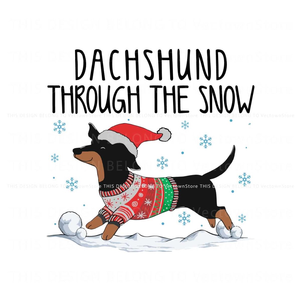 Retro Dachshund Through the Snow SVG For Cricut Files.jpg