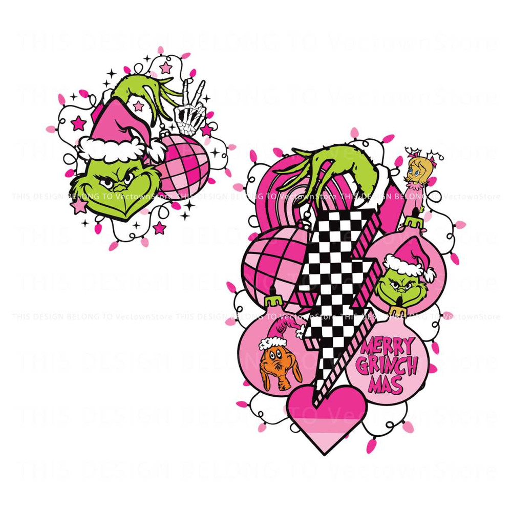 Retro Pink Grinchmas Lightning Bolt SVG For Cricut Files.jpg