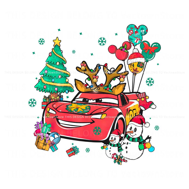 Retro Pixar Cars Lightning McQueen Christmas PNG.jpg