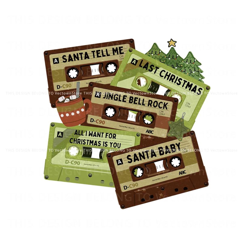 Santa Tell Me Christmas Cassettes Songs PNG.jpg