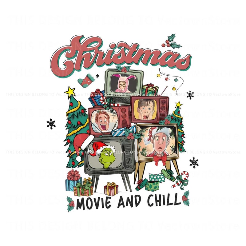 Vintage Christmas Movie and Chill PNG.jpg