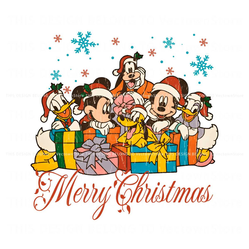 Vintage Mickey and Friends Merry Christmas PNG File.jpg