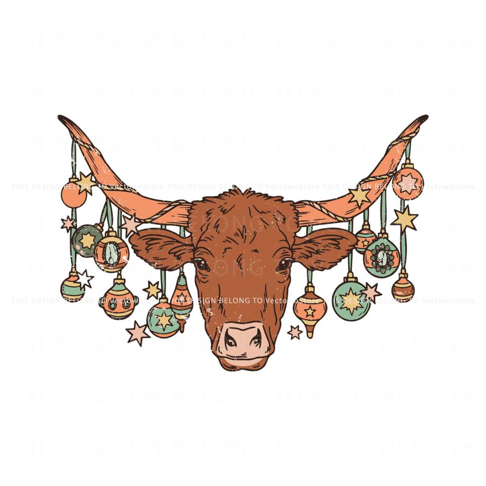 Western Christmas Bull Skull SVG.jpg