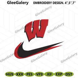 Wisconsin Badgers Swoosh Double Nike Logo Embroidery Design File