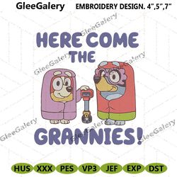 bluey bingo here come granniest embroidery files