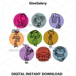 inside out 2 new characters svg, inside out svg, pixar inside out emotions svg, joy disgust angry sadness fear envy ennu