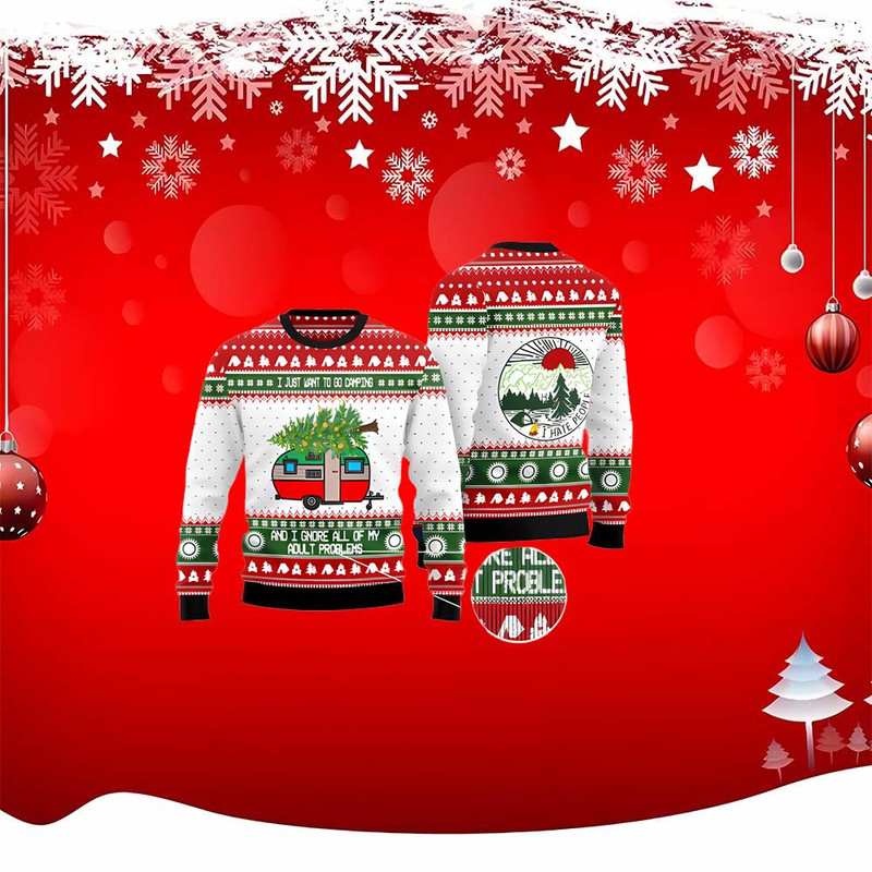Camping And Ignore All Of My Adult Problems Ugly Christmas Sweater .jpg