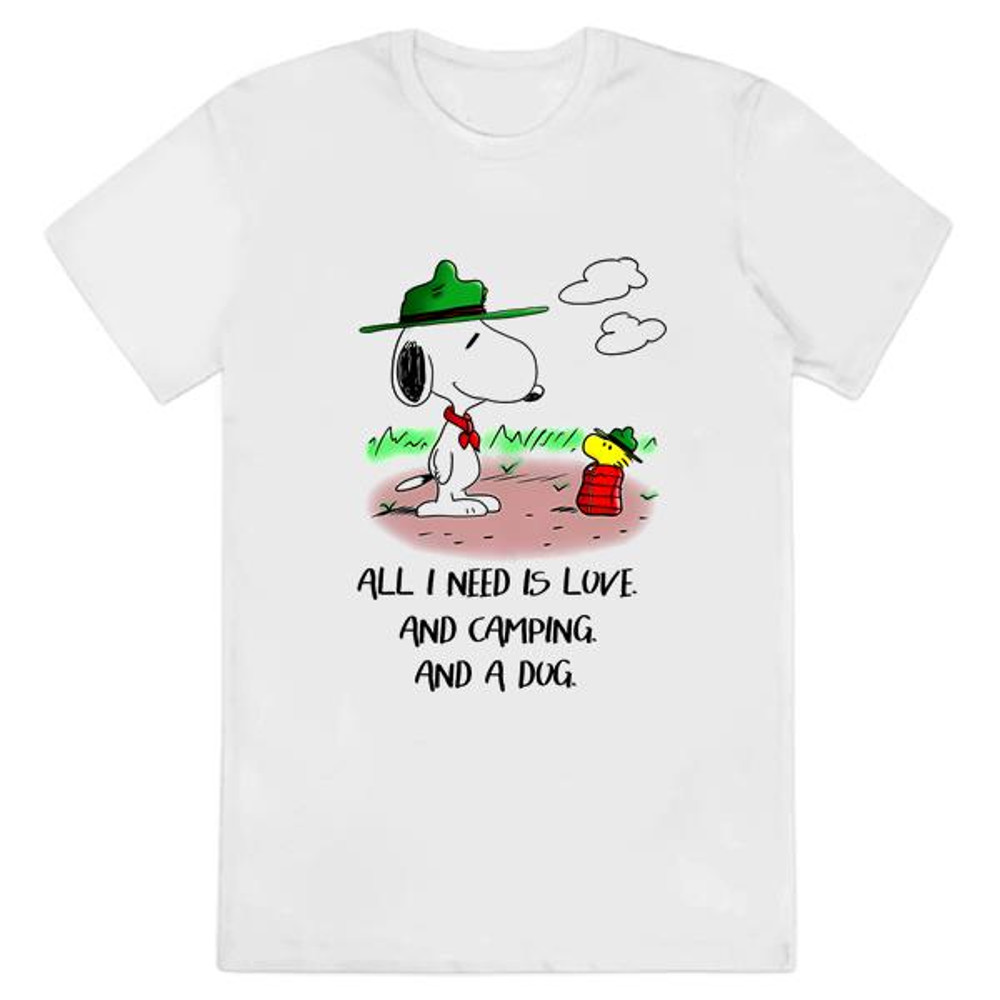 Camping Snoopy And Woodstock All I Need Is Love And Camping And A Dog Shirt .jpg