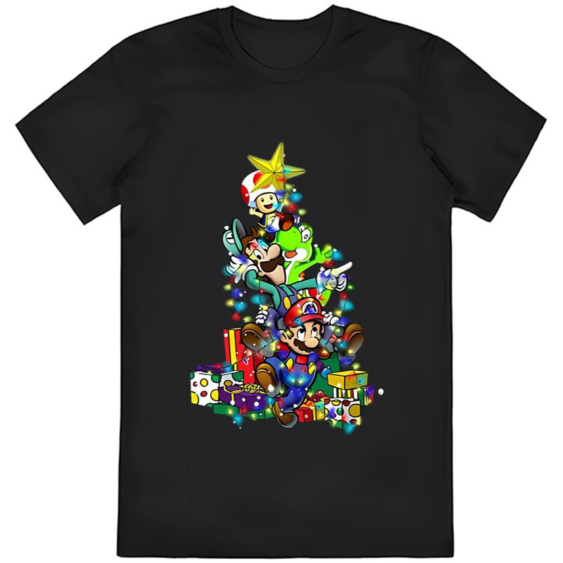 Super Mario Bros With Christmas Ornament Shirt .jpg