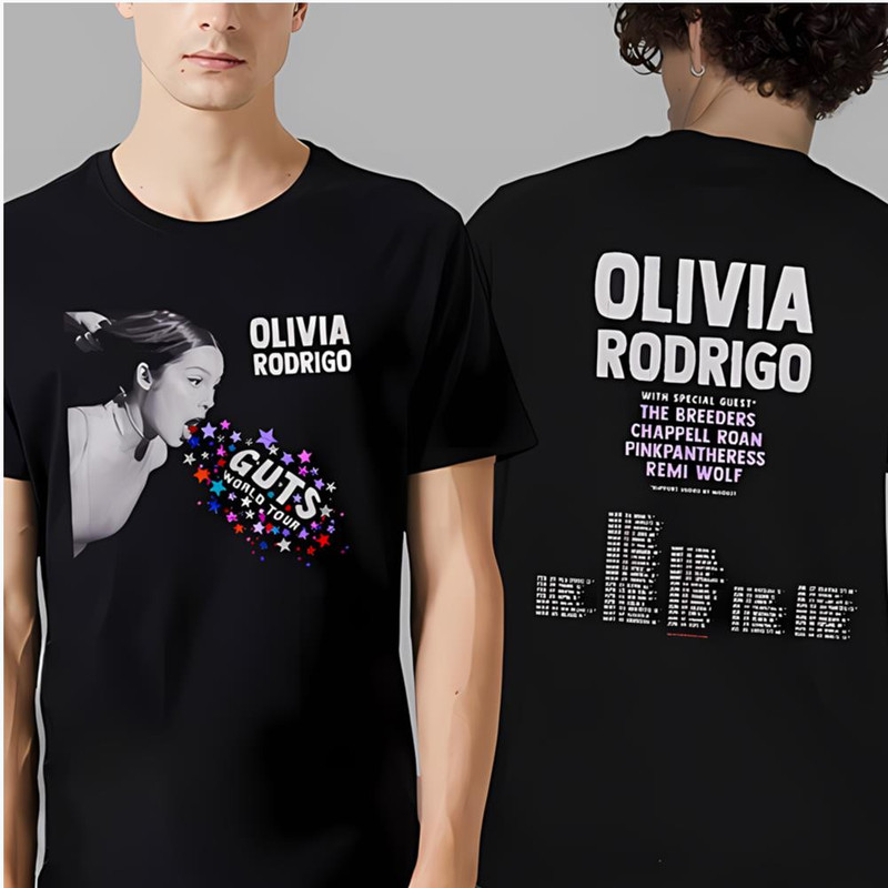 Olivia Rodrigo Guts World Tour 2024 Gift For Fans Two Sides Print Unisex T- Shirt .jpg