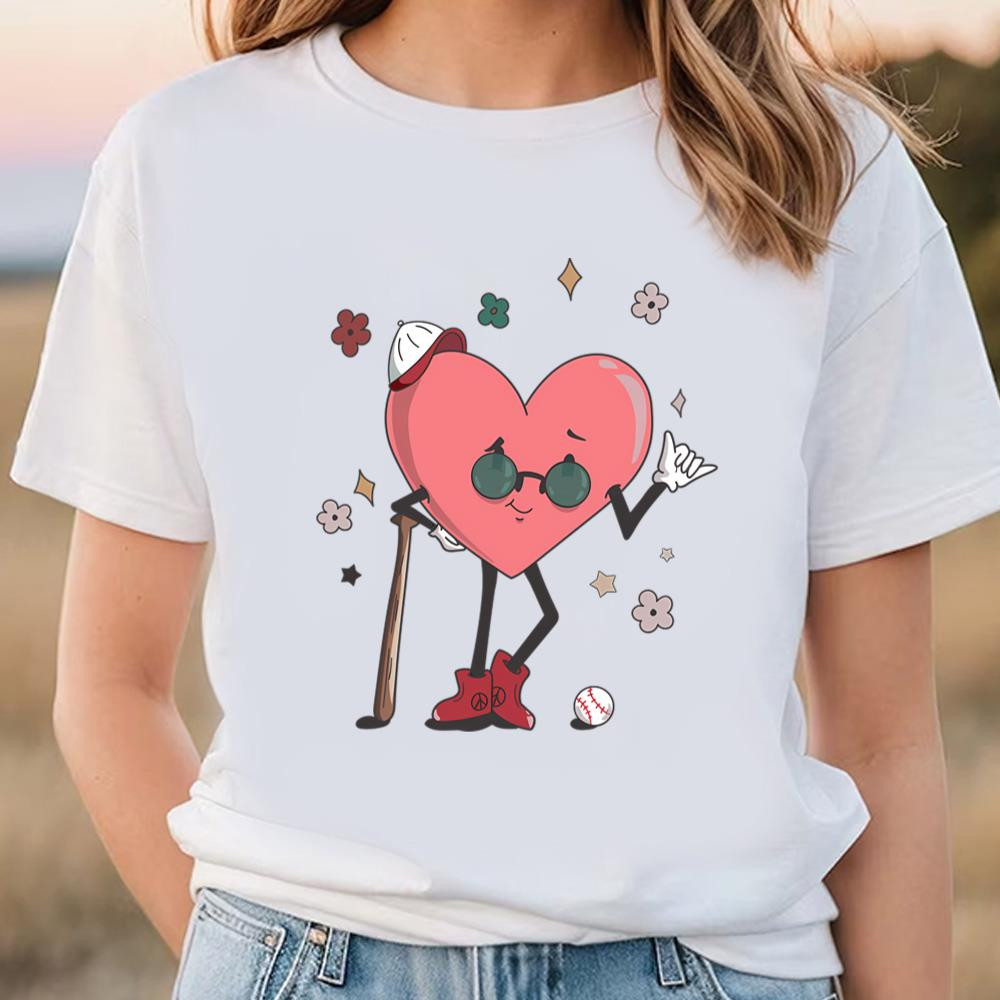 Baseball Heart Shirt, Retro Baseball Valentines Day T-Shirt .jpg