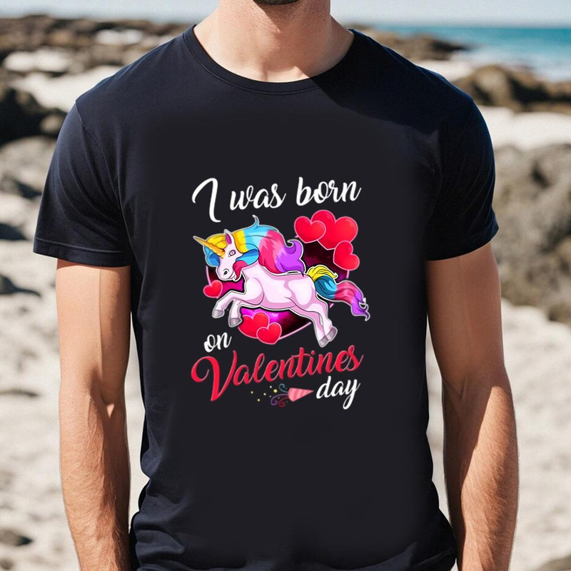 Born On Valentines Day Unicorn T-Shirt .jpg