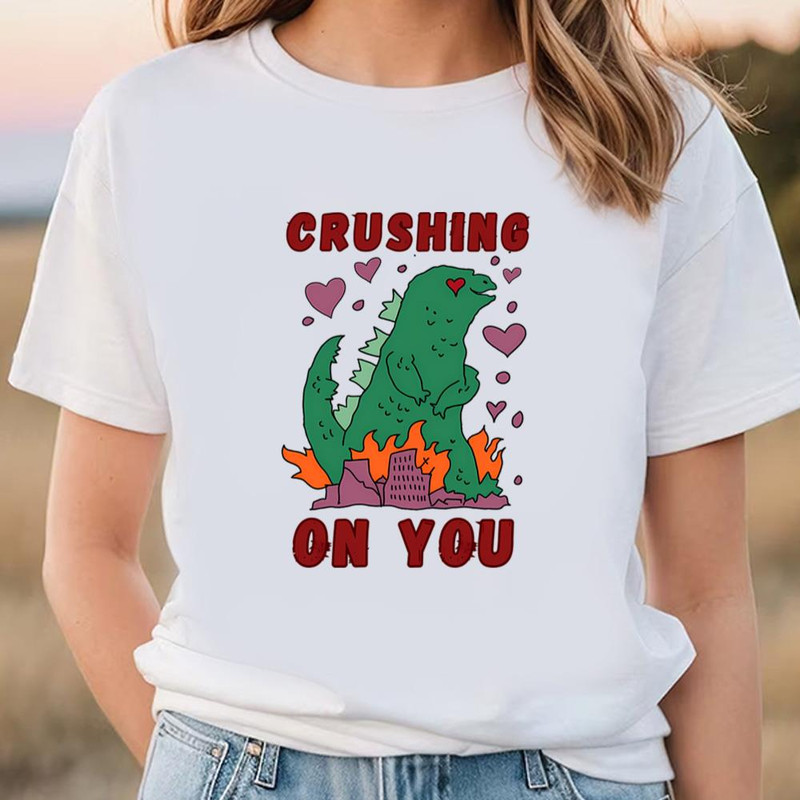 Crushing On You Dinosaur Valentine T-Shirt .jpg
