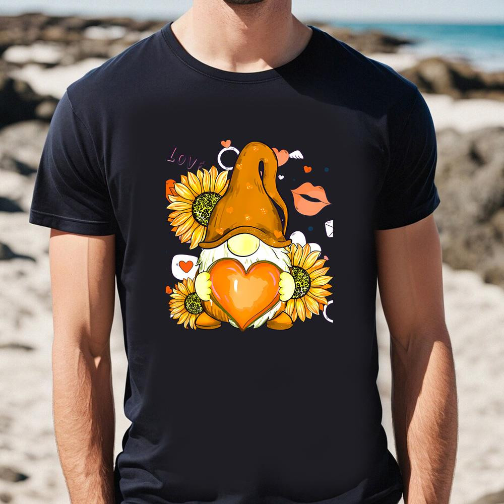 Cute Gnomes Valentines Sunflower Couple Matching T-Shirt .jpg