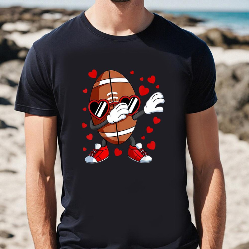 Dabbing Football Heart Glasses Valentines Day On T-shirt .jpg