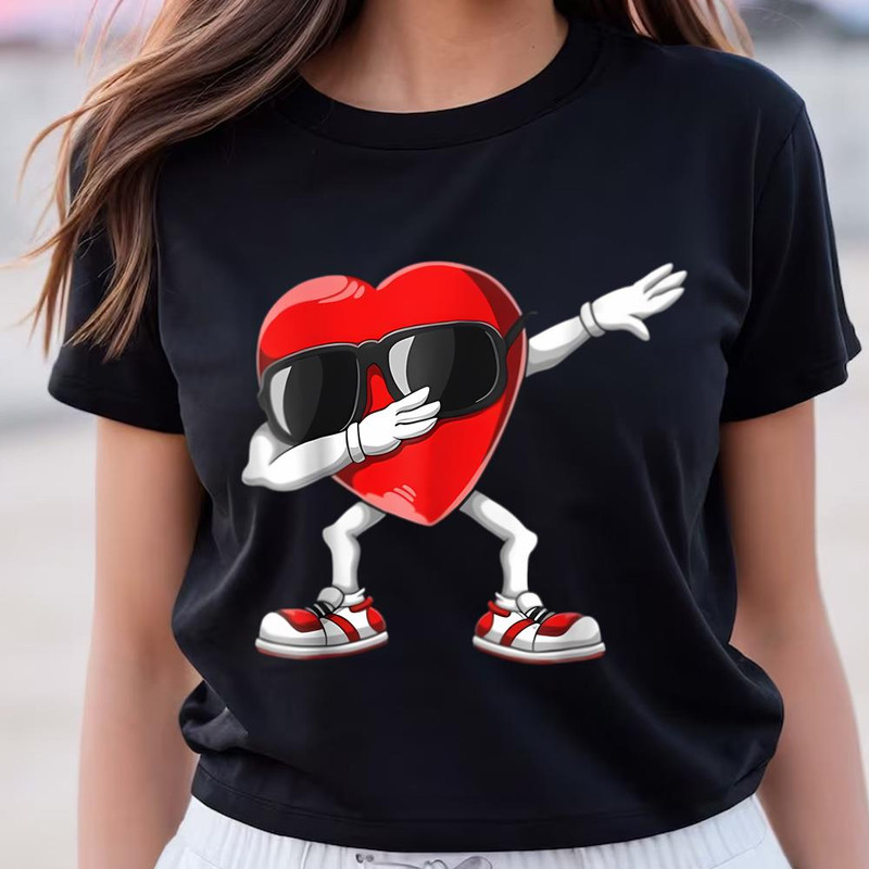 Dabbing Heart Valentine Funny Valentines Day Girls Kids Boys Shirt .jpg