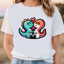 dinosaur couple cartoon valentine t-shirt, gift for her, gifts for him