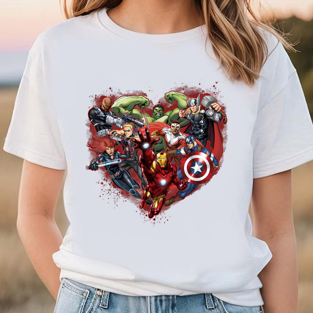 Marvel Avengers Heart Group Shot Valentine T-Shirt .jpg