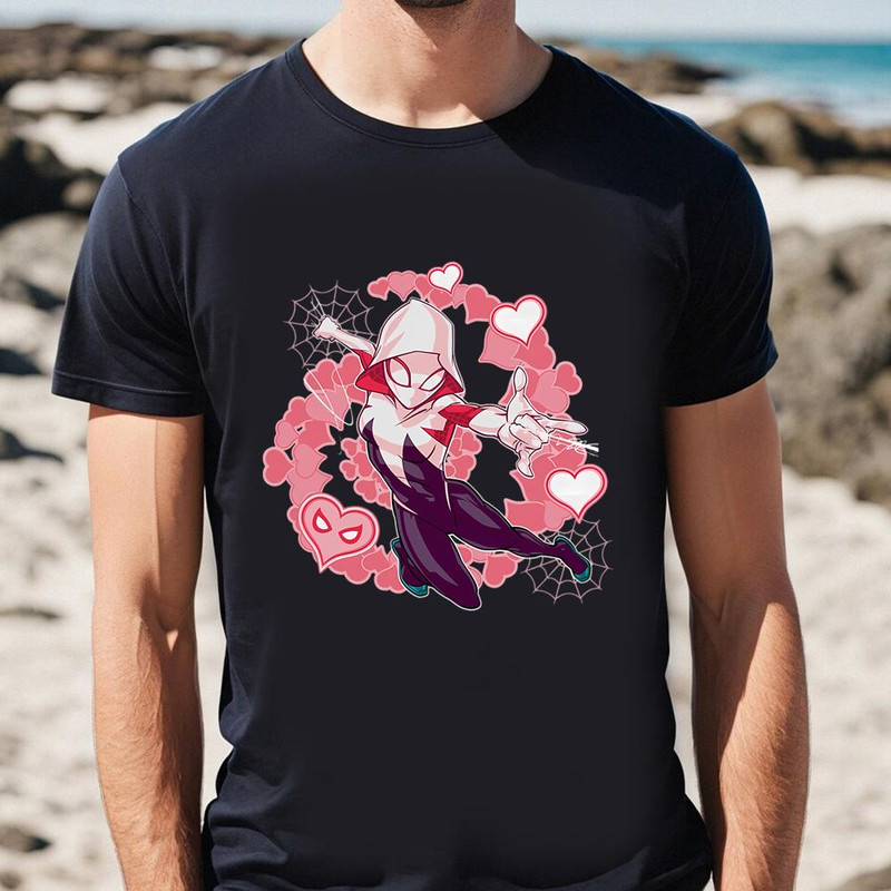 Marvel Spiderman Hearts And Flowers Valentine's Day T-shirt .jpg