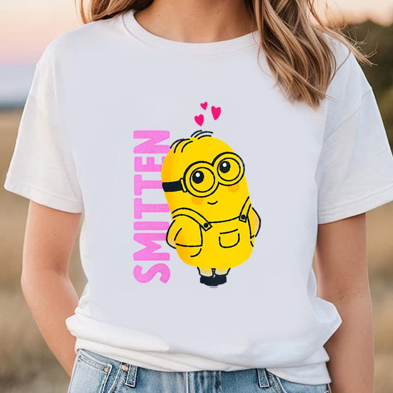 Minions Valentine's Day Smitten V-Neck T-Shirt .jpg