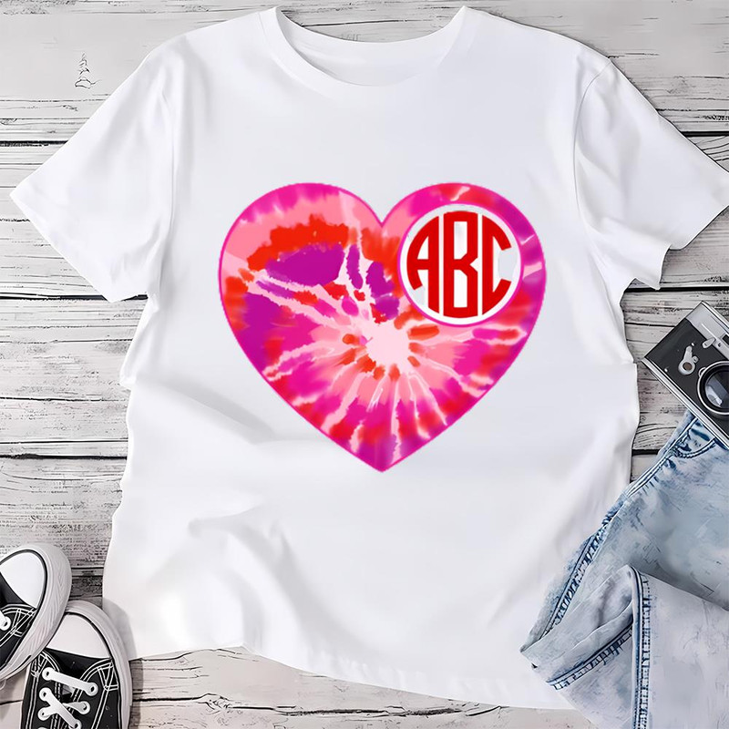 Monogrammed Tie Dye Heart Valentine T-Shirt .jpg