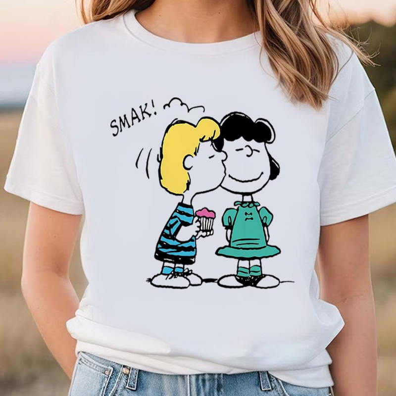 Peanuts Valentine's Day Lucy And Schroeder Kiss Baby T-Shirt .jpg