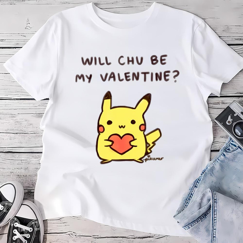 Pikachu Pokemon Will Chu Be My Valentine T-Shirt .jpg