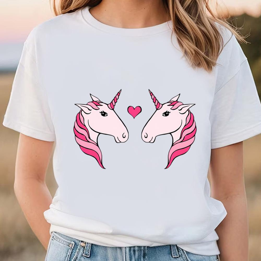 Pink Unicorn Couple Valentine T-Shirt .jpg