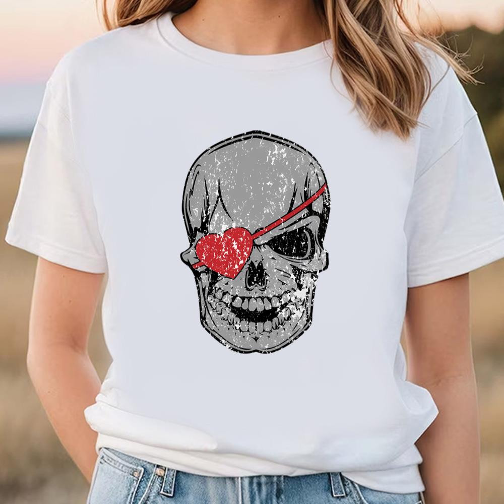 Pirate Skull Weathered Valentine's Day Shirt .jpg