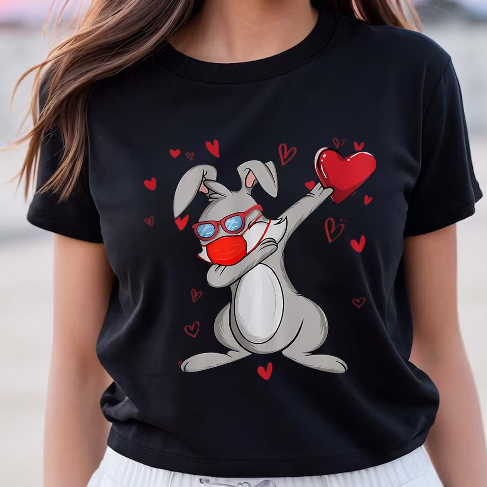 Rabbit Face Mask Dab Dance Valentine T-Shirts .jpg