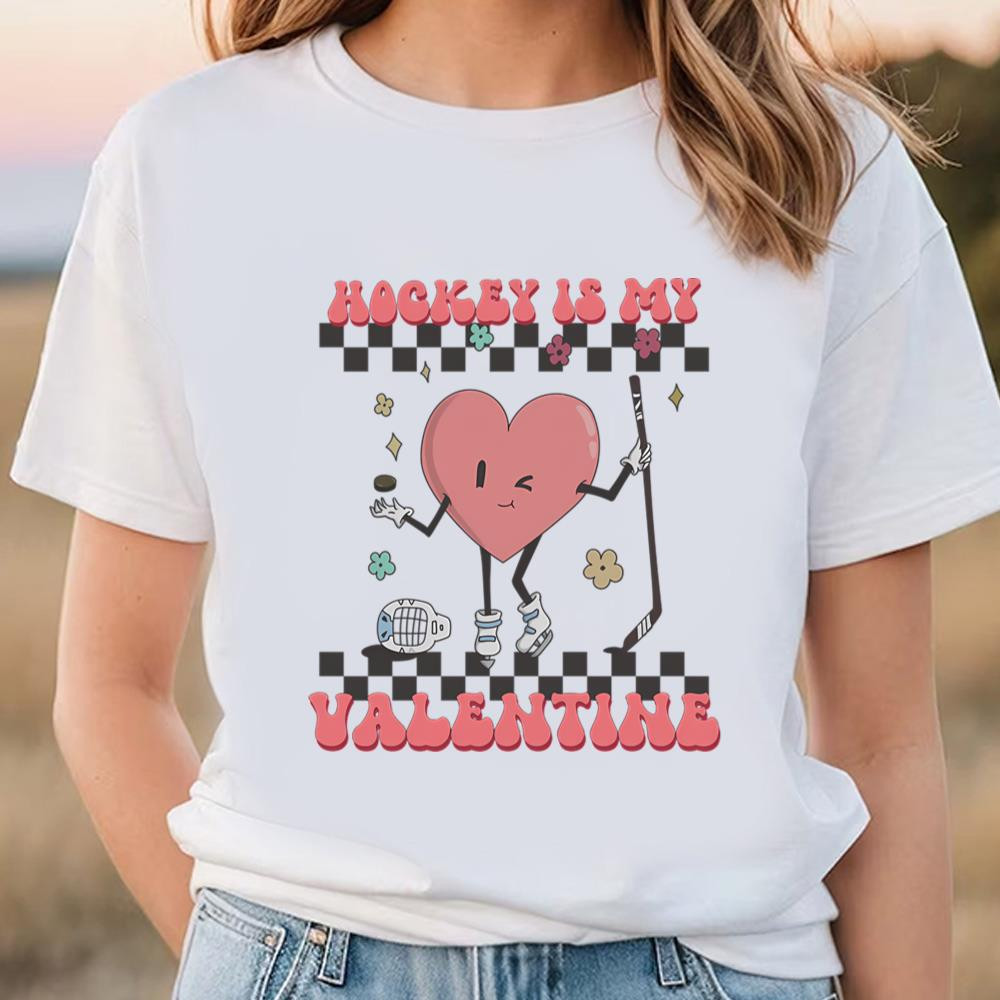 Retro Hockey Valentines Day shirt, Hockey Is My Valentine, Hockey Heart Player T-Shirt .jpg