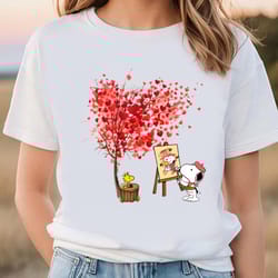 snoopy paint valentine tree t-shirt, gift for her, gifts for him