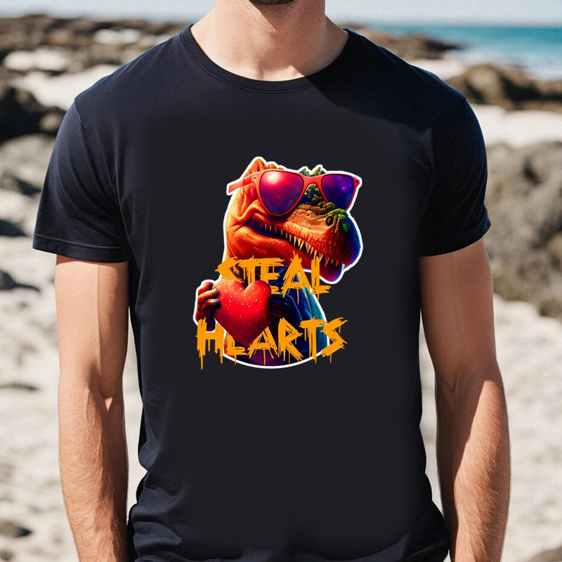 Trex Steal Heart Valentine T-shirt .jpg