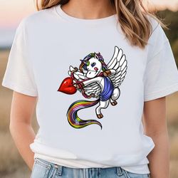 unicorn cupid valentine t-shirt, gift for her, gifts for him