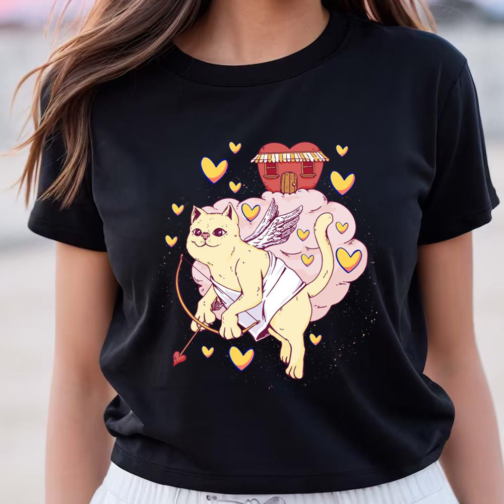 Valentine Cat Cupid T-Shirt .jpg