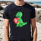 Watercolor Green Dinosaur Hold Heart Valentine T-Shirt .jpg